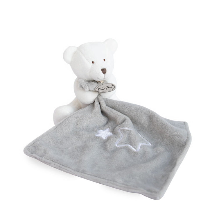 Peluche ours gris étoile avec mouchoir - Oursons Naturels - BN0389 Baby'Nat