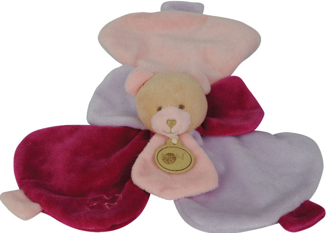 Doudou ours plat rose violet - Douceur Flower - BN652 Baby'Nat