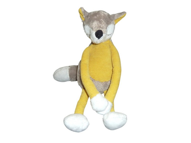 Peluche renard dormeur jaune - 32 cm