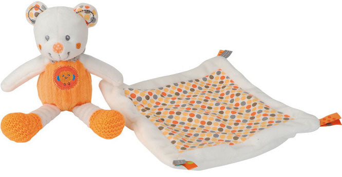 Peluche ours avec mouchoir orange blanc - Little Hug - Nicotoy