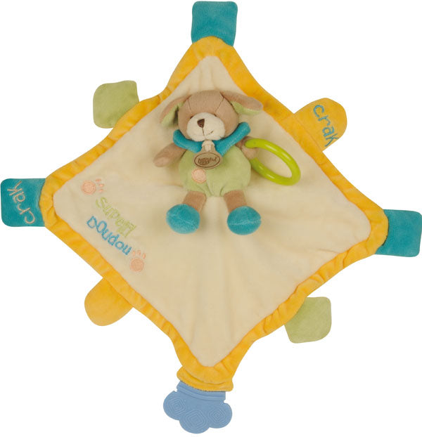 Doudou chien éveil plat jaune bleu blanc - BN740 Baby'Nat