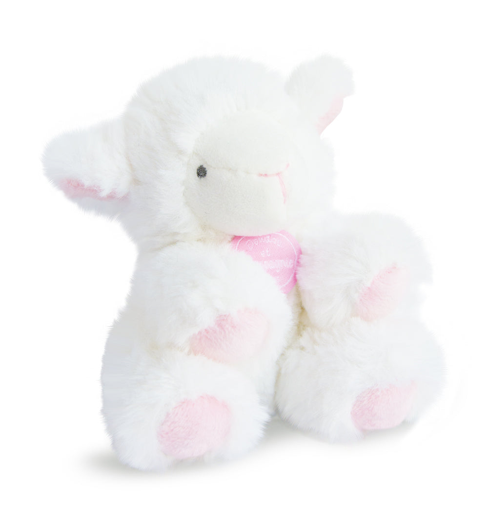 Peluche mouton blanc rose - DC3105 Doudou et Compagnie - 12 cm