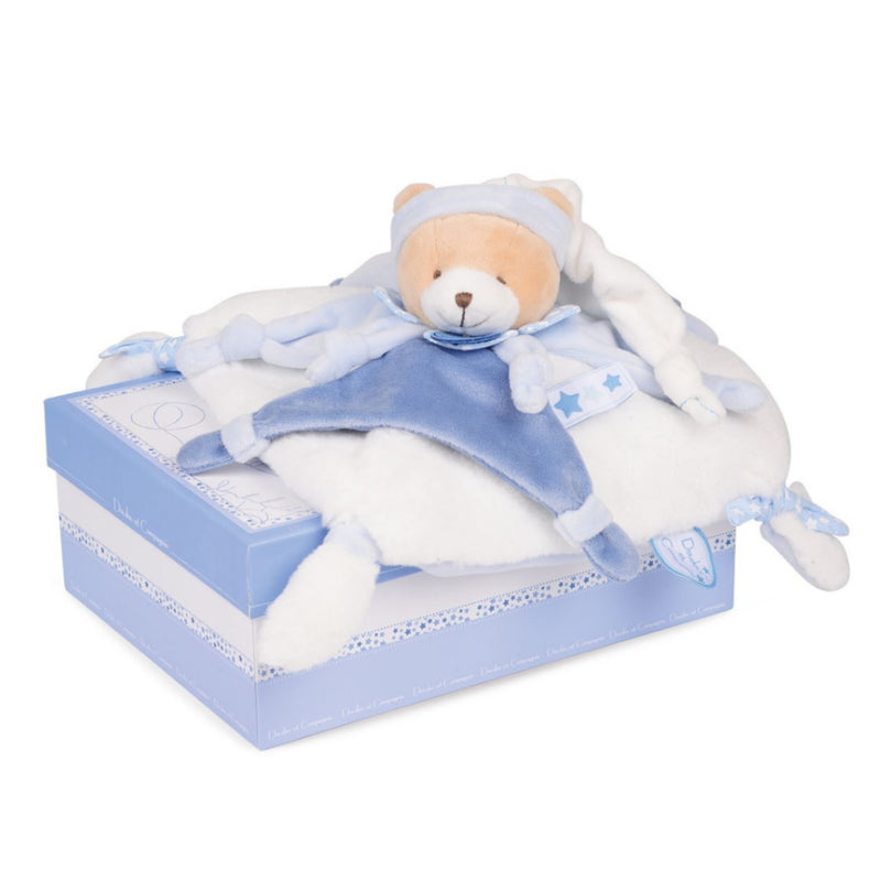 Doudou ours plat bleu - Cerise et Petit Chou - DC2716 Doudou et Compagnie