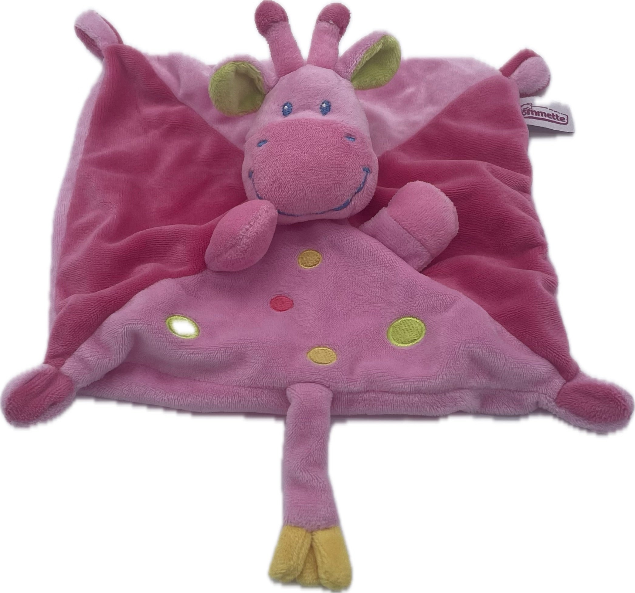 Doudou girafe plat rose - Pommette