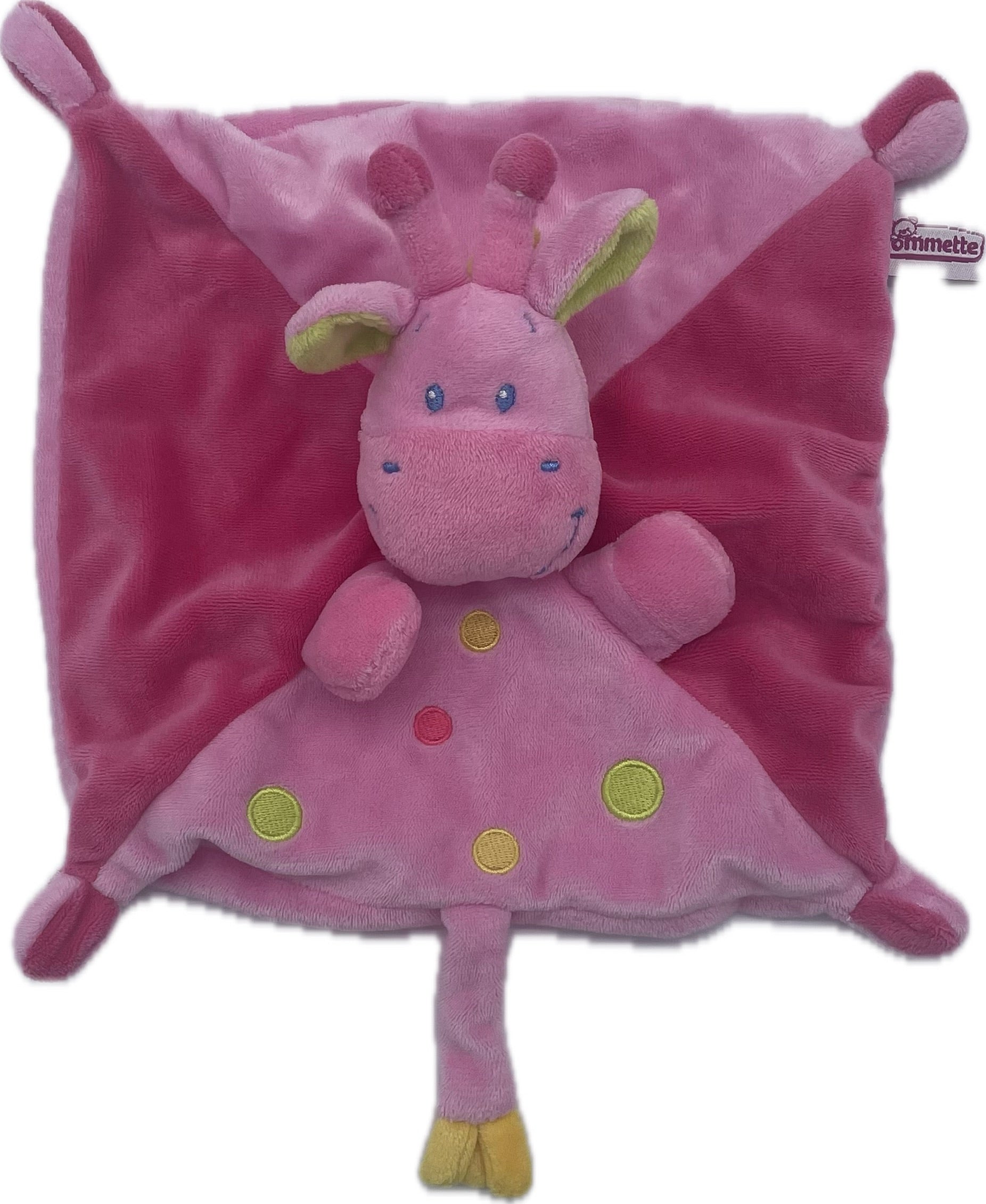 Doudou girafe plat rose - Pommette