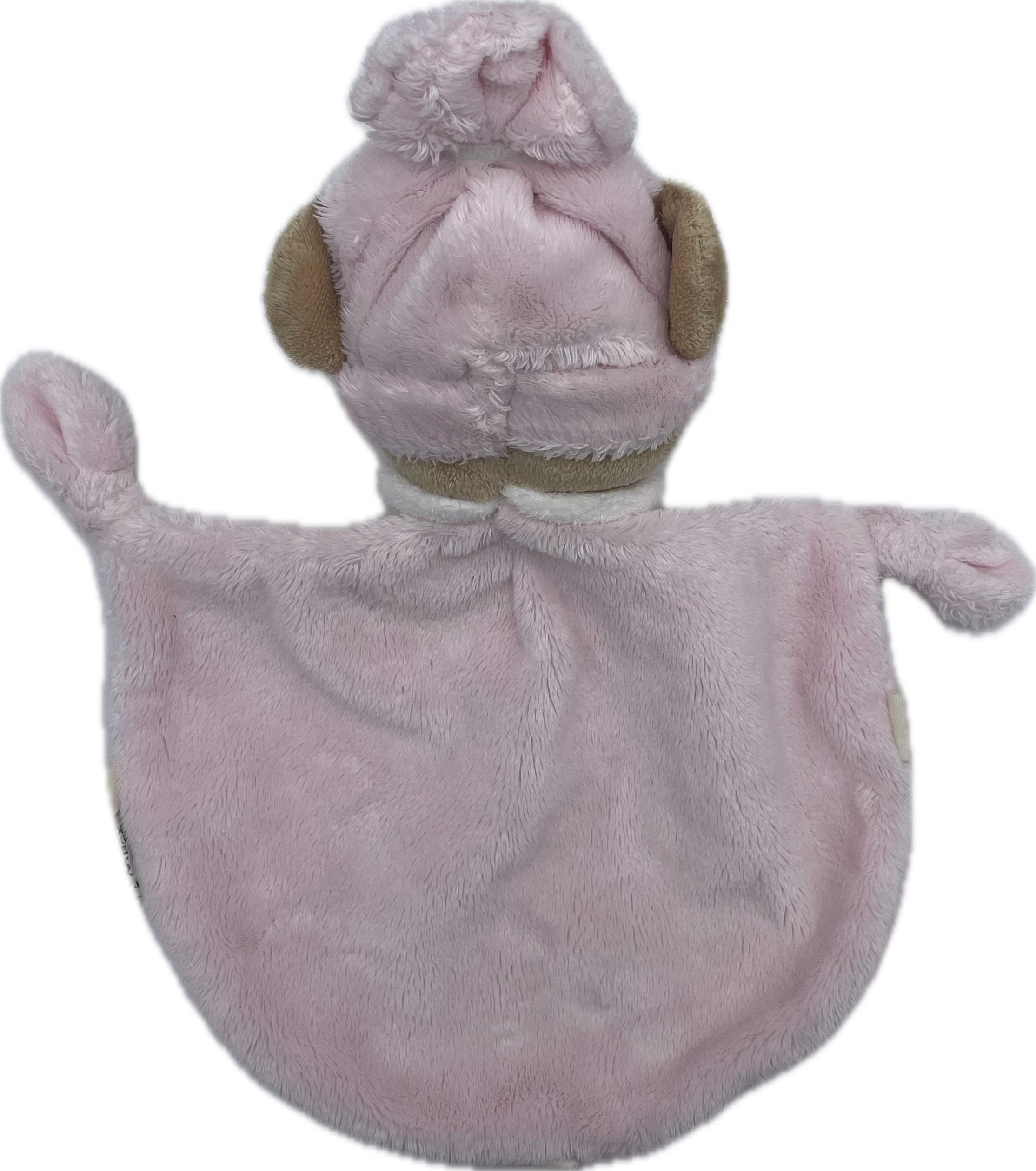 Doudou ours plat rose broderie fleurs et coccinelle - Nicotoy