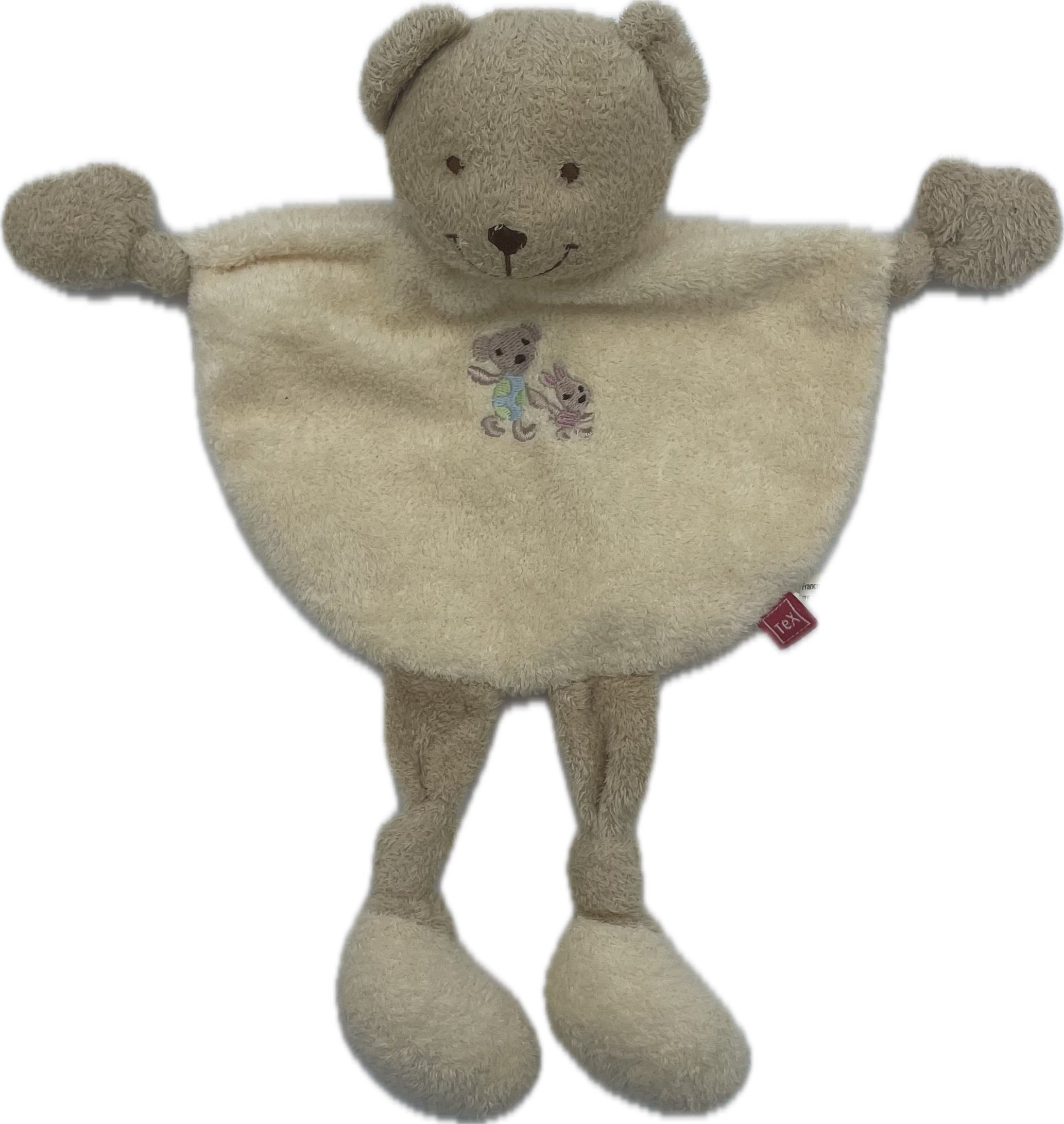 Doudou ours plat jaune pâle - Tex Baby