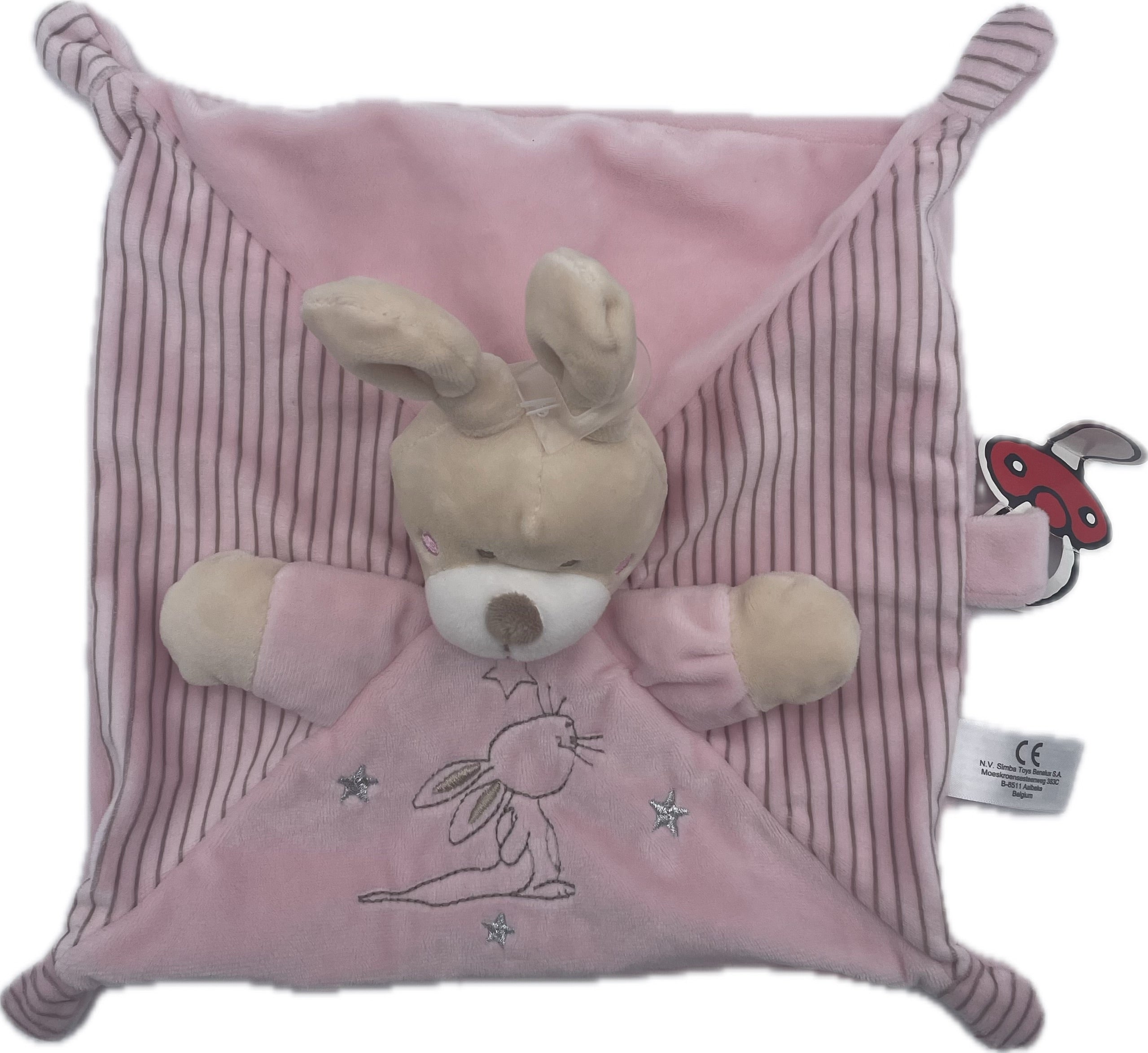 Doudou lapin plat rose - Nicotoy