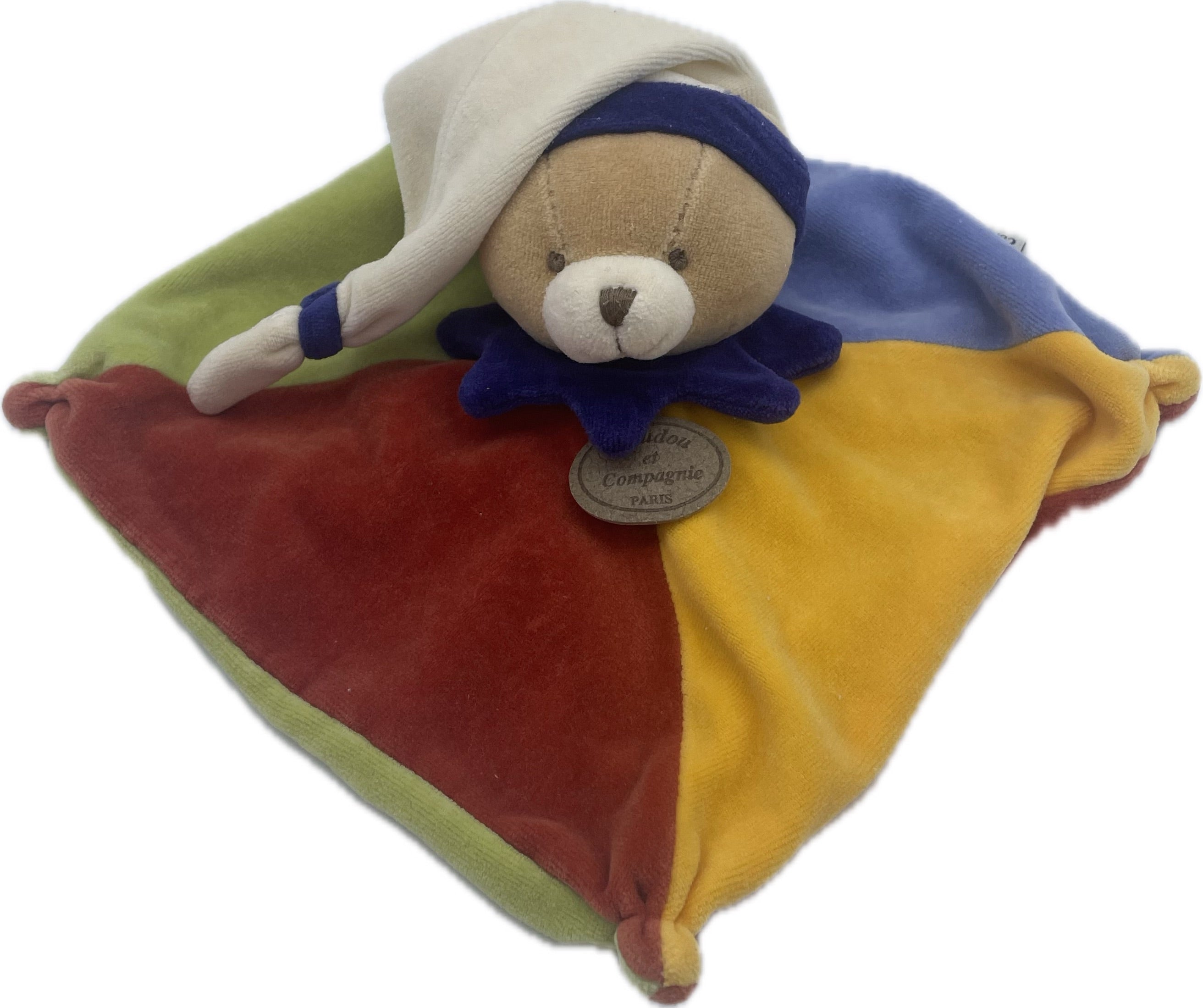 Doudou ours plat multicolore - Doudou et Compagnie