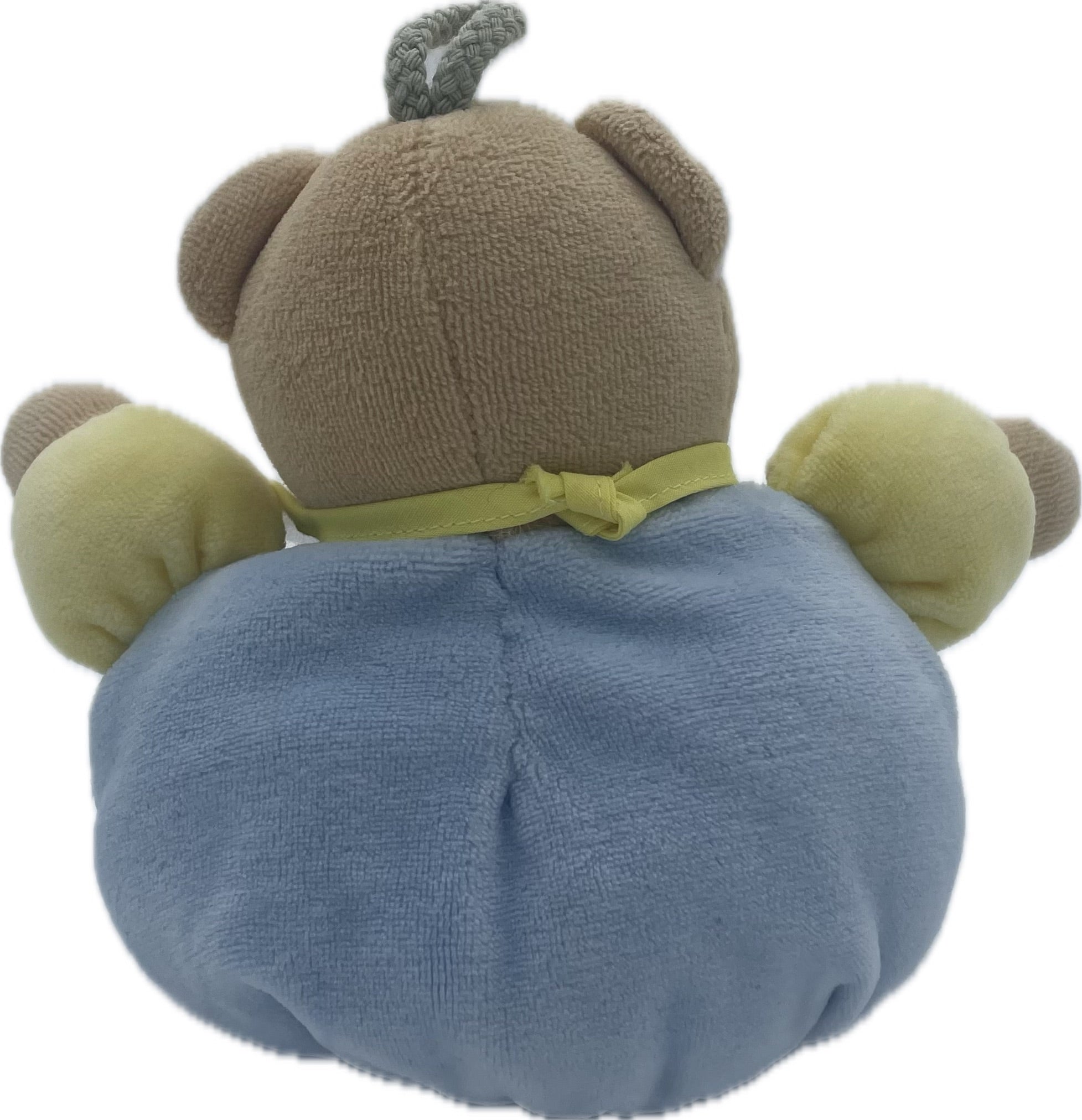 Peluche ours bleu jaune avec bavoir
