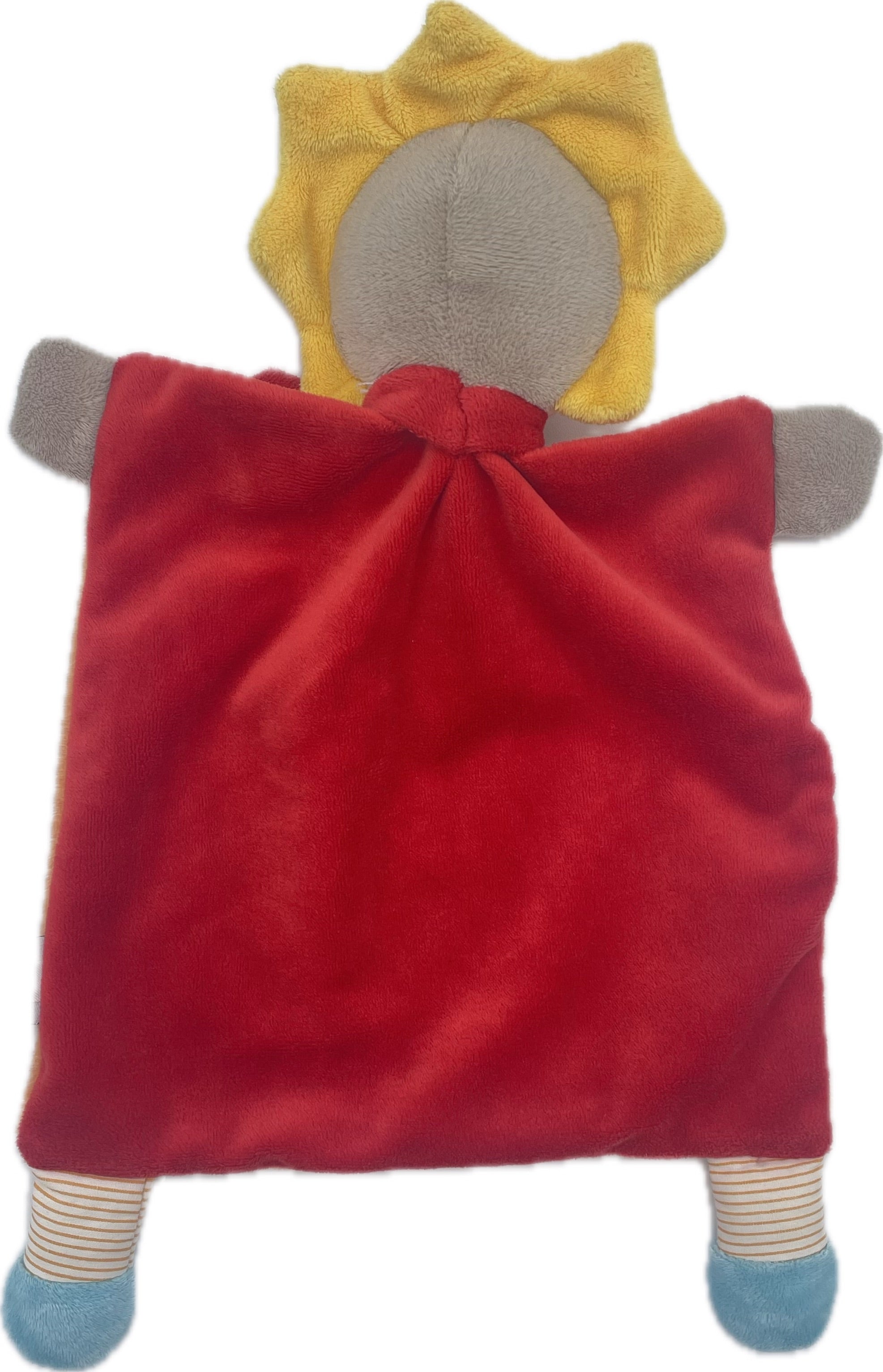 Doudou lion plat orange rouge jaune - Mots d'Enfants