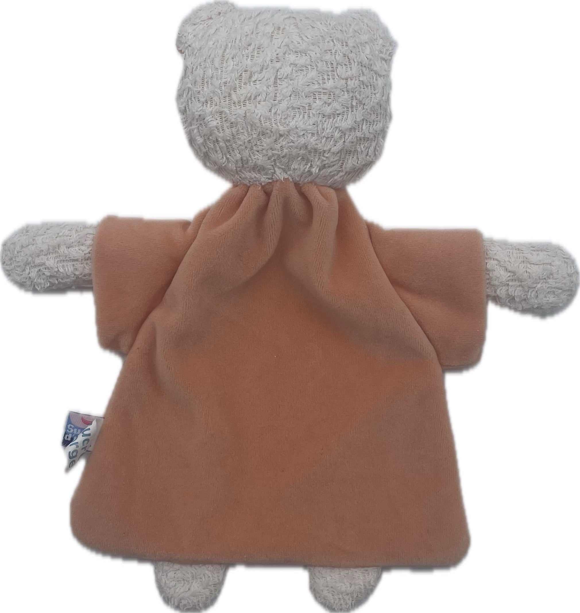 Doudou ours plat blanc pêche - Sucre d'Orge