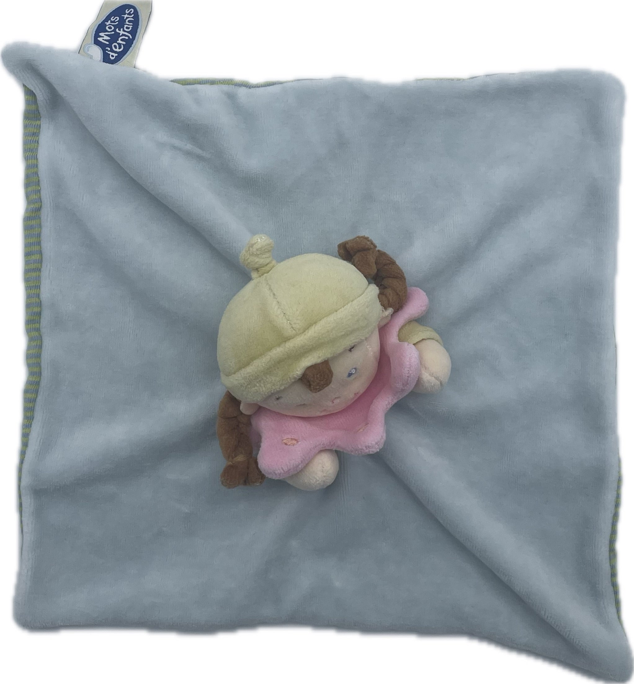 Doudou poupée fille bleu - Mots d'Enfants