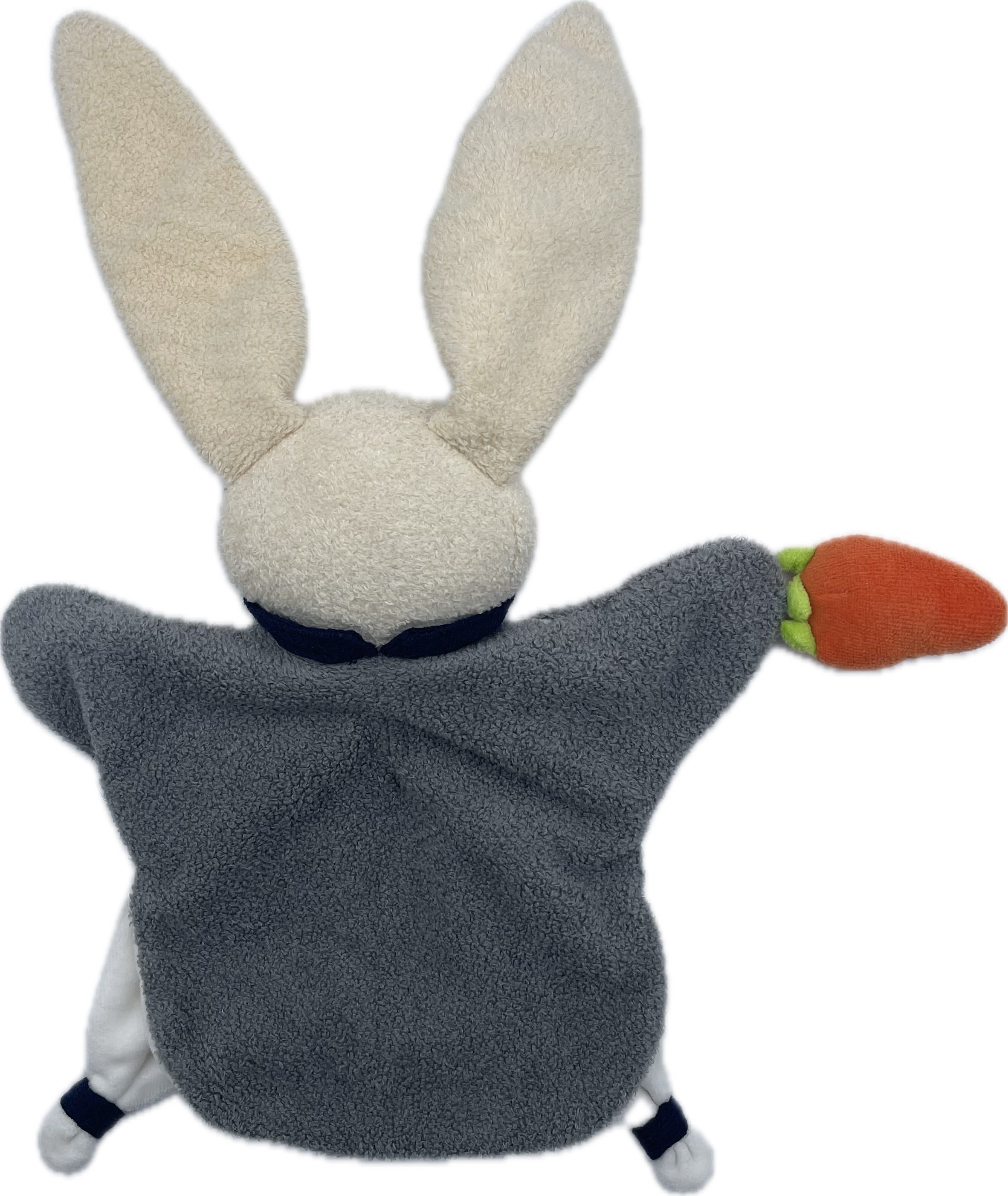 Doudou lapin marionnette blanc gris - Doudou et compagnie
