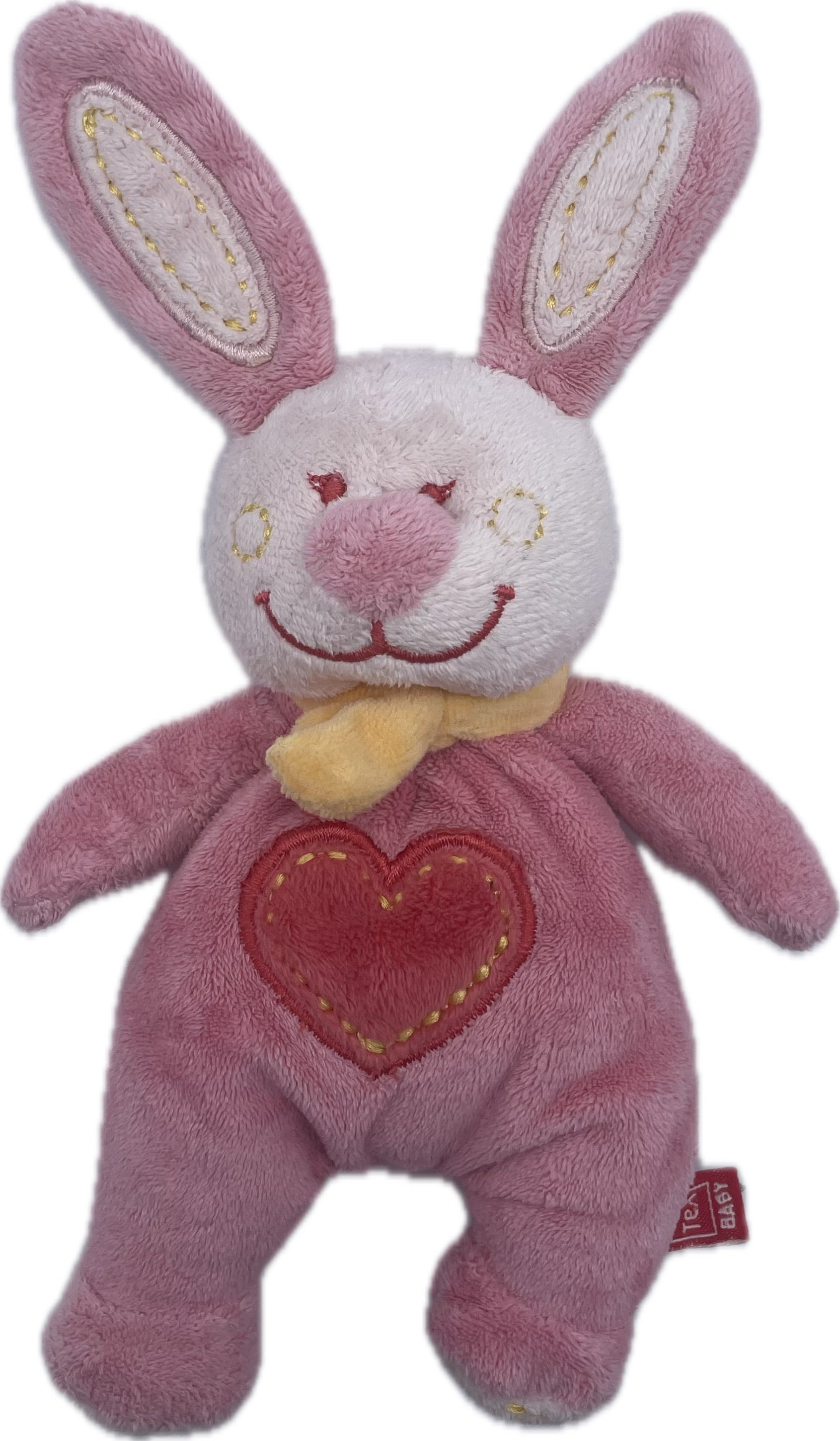 Peluche lapin rose motif cœur - Tex Baby