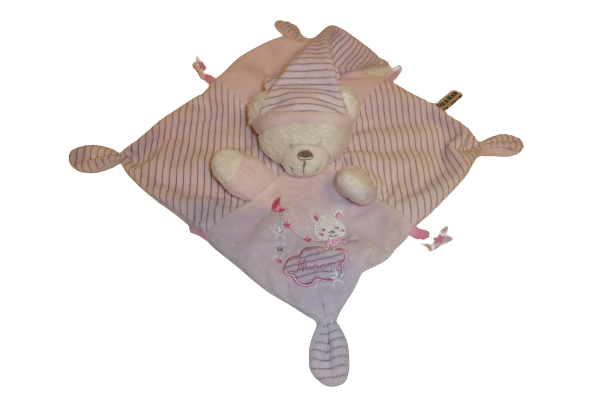 Doudou ours plat rose - Max & Sax