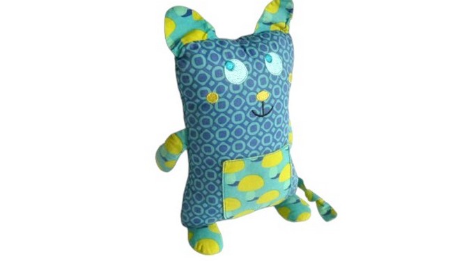Peluche chat multicolore - Orchestra - 26 cm
