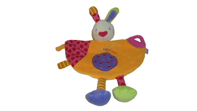 Doudou lapin multicolore - plat - Babysun