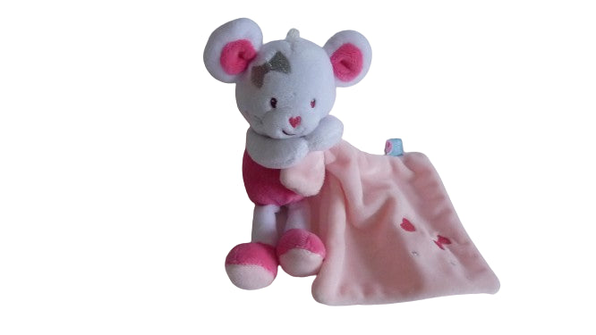 Peluche souris mouchoir rose fushia Sucre d'Orge