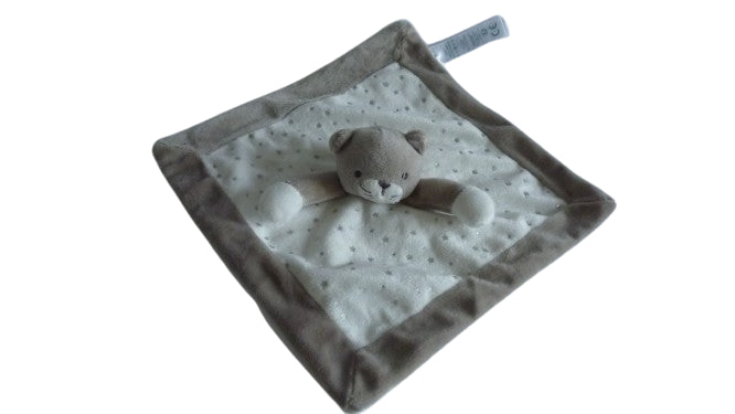 Doudou chat blanc et gris plat Obaibi