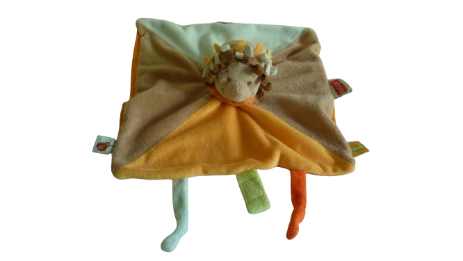 Doudou hérisson plat multicolore attache tétine - Nattou