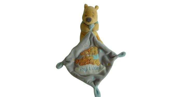 Peluche Winnie l'ourson - mouchoir gris turquoise - Disney