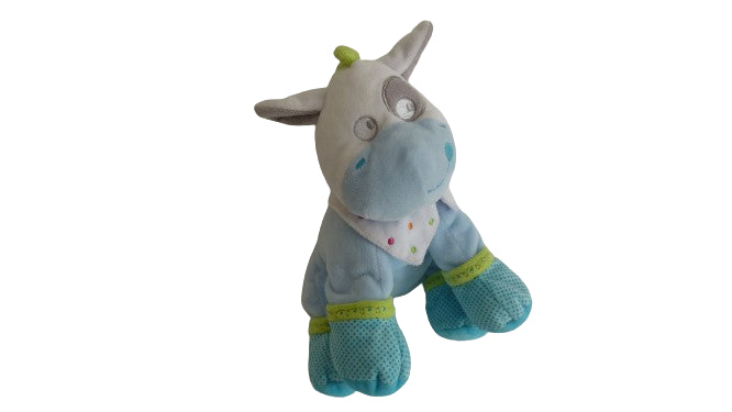 Peluche vache bleue - Mots d'Enfants - 26 cm