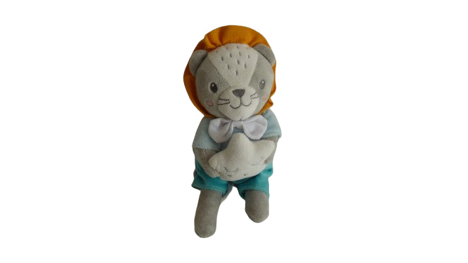 Peluche musicale lion bleu turquoise - Mots d'Enfants - 26 cm