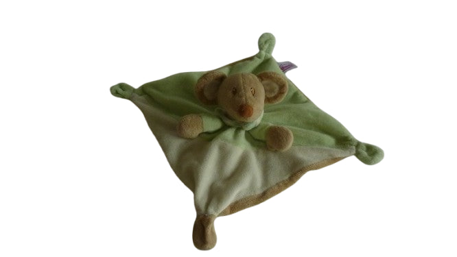 Doudou souris vert plat Pommette