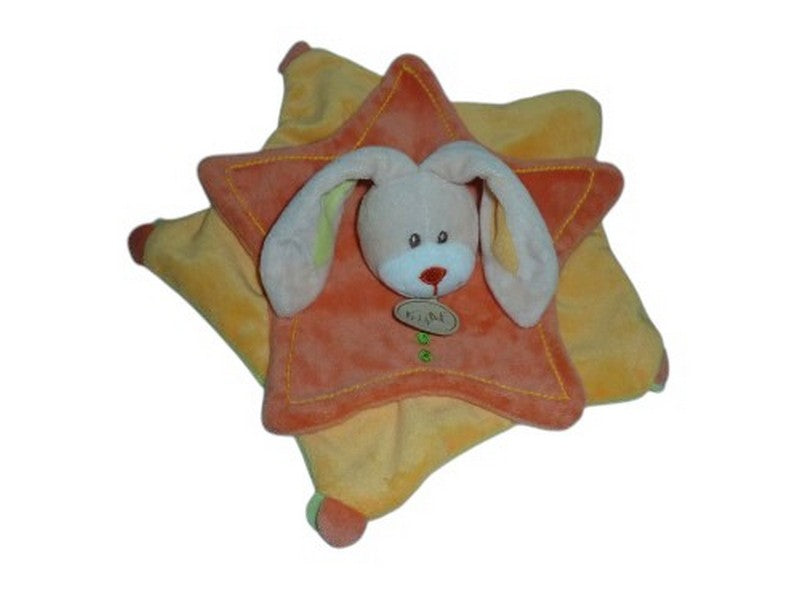 Doudou lapin Stellou plat orange jaune - BN771 Baby'Nat