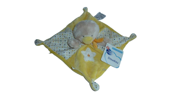 Doudou canard jaune plat Mots d'Enfants