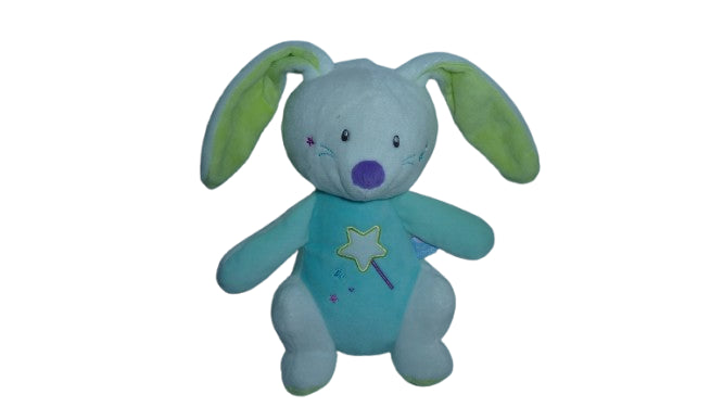 Peluche lapin vert et turquoise Sucre d'Orge