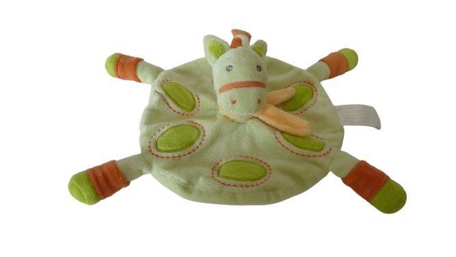 Doudou cheval plat vert orange - Kimbaloo