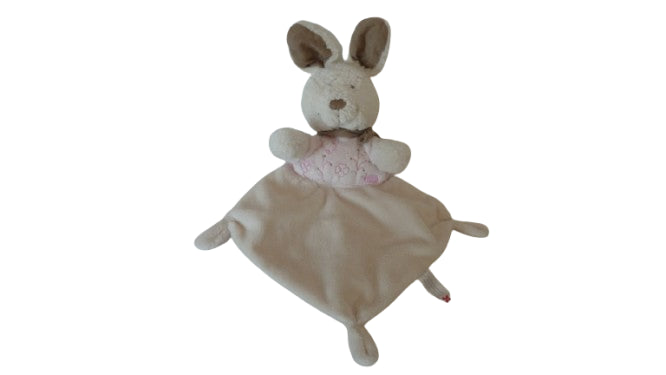Doudou lapin plat blanc marron - Nicotoy Simba Dickie
