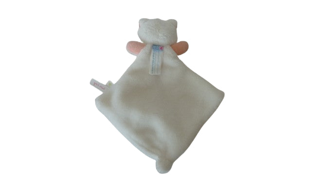 Doudou ours blanc pêche plat Sucre d'Orge