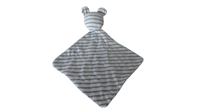 Doudou ours blanc bleu - plat - Obaïbi