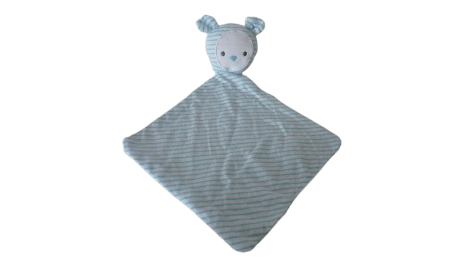 Doudou ours blanc turquoise - plat - Obaibi