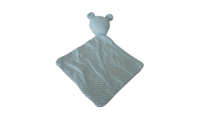 Doudou ours blanc turquoise - plat - Obaibi