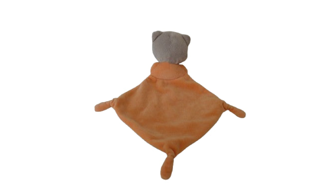 Doudou chat orange turquoise plat Tex Baby