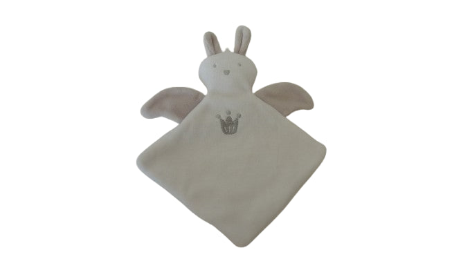 Doudou lapin blanc gris - plat - Berlingot