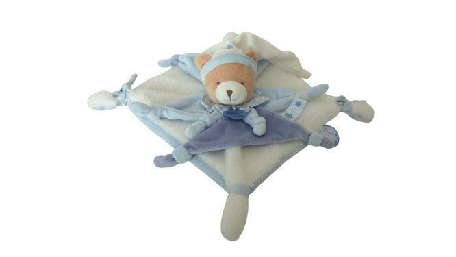 Doudou ours plat bleu - Cerise et Petit Chou - DC2716 Doudou et Compagnie