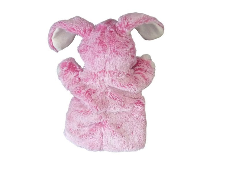 Doudou lapin marionnette fuchsia blanc - Rodadou