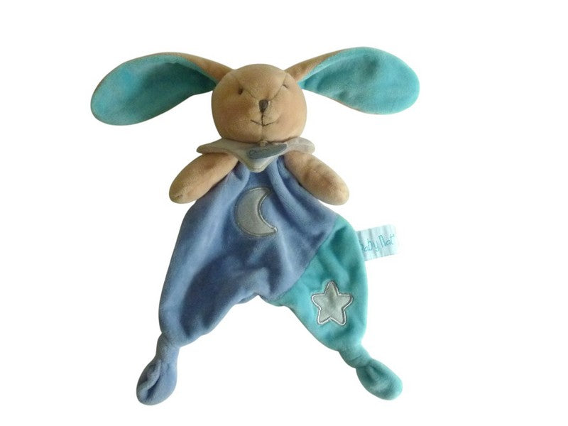 Doudou lapin plat bleu - Les Luminescents - BN0138 Baby'Nat