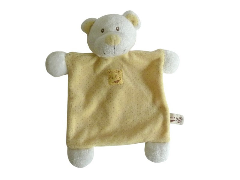 Doudou ours plat jaune - Grain de blé