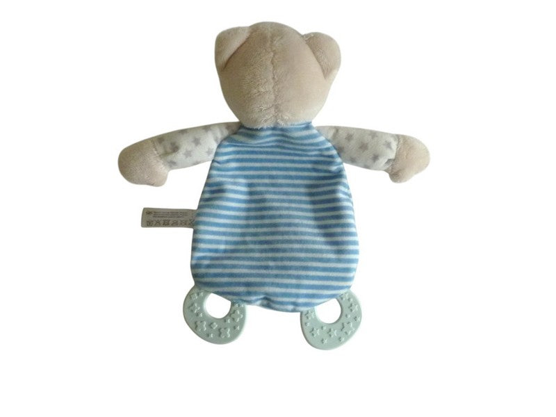 Doudou ours plat beige bleu - Tendertoys