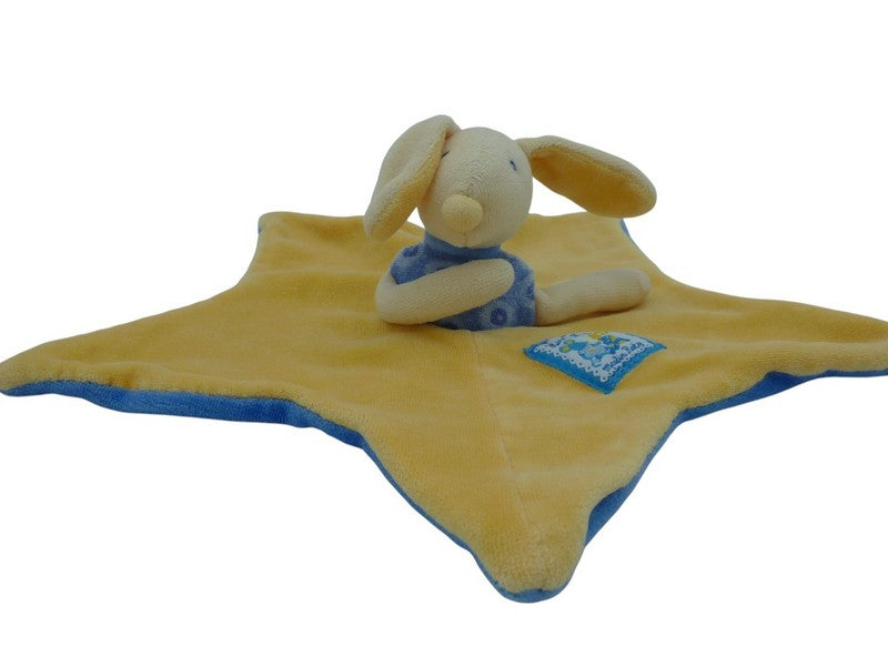 Doudou lapin plat jaune bleu - Lise et Lulu - Moulin Roty