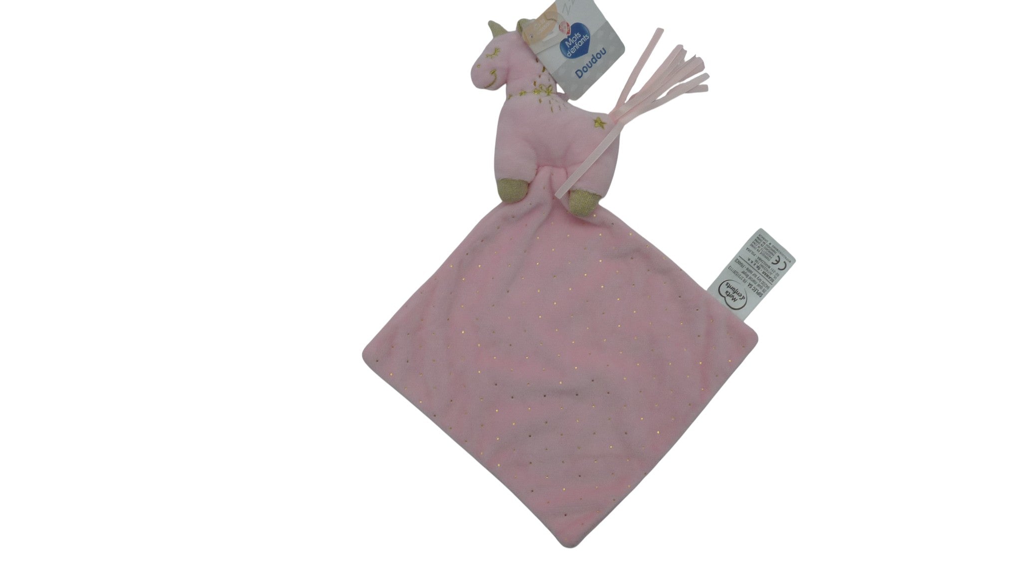 Peluche mouchoir licorne rose - Mots d'Enfants