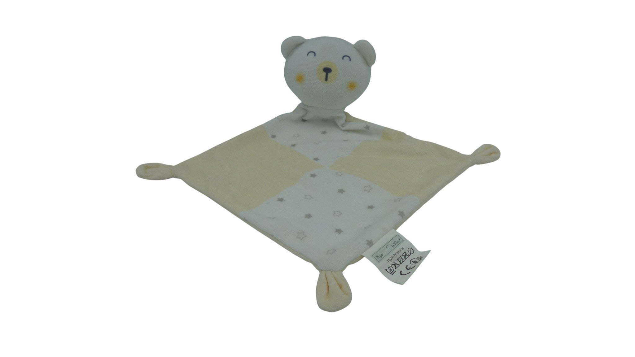 Doudou ours plat jaune - Mes Petits Cailloux