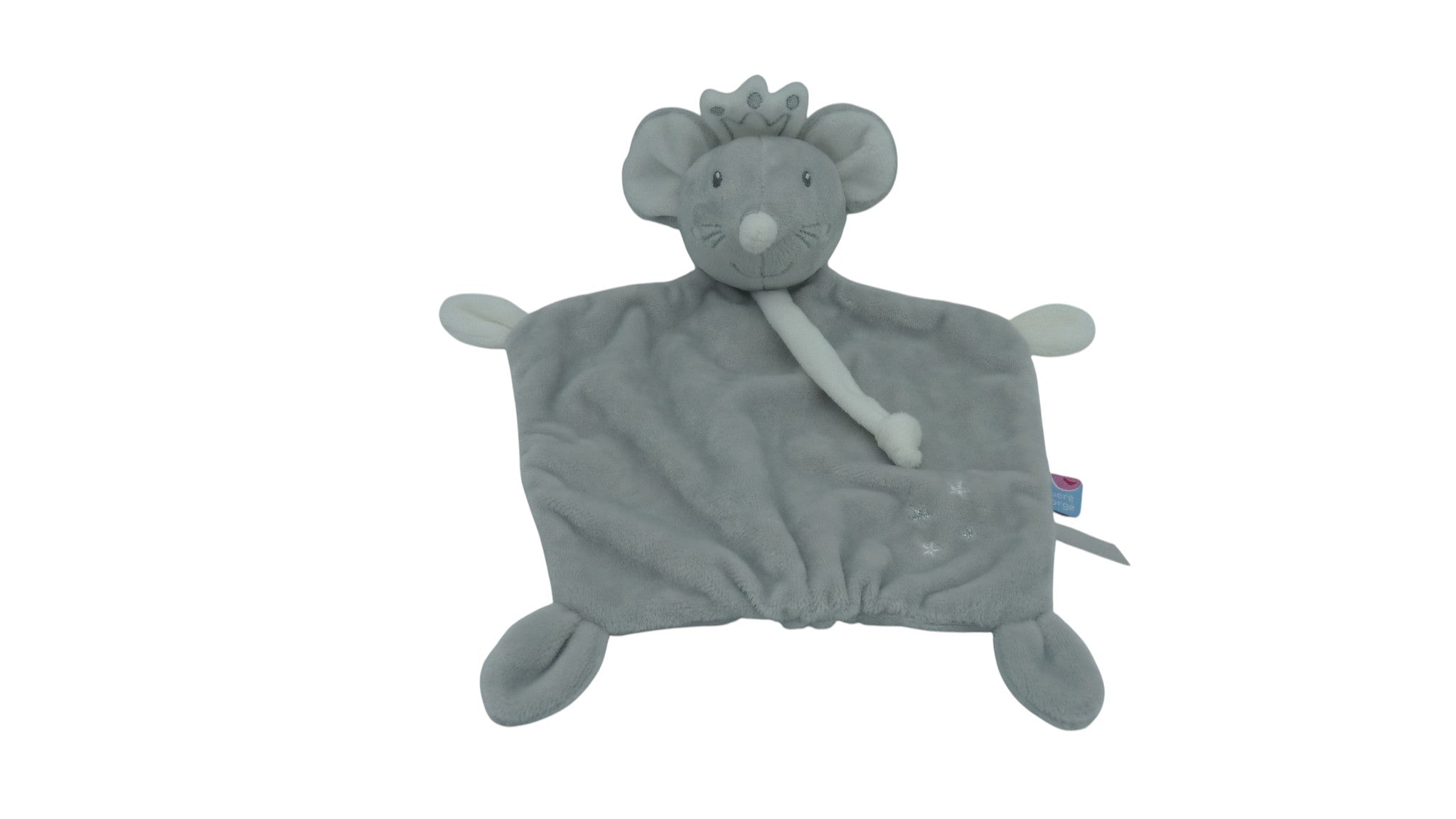 Doudou souris plat gris blanc - Sucre d'Orge