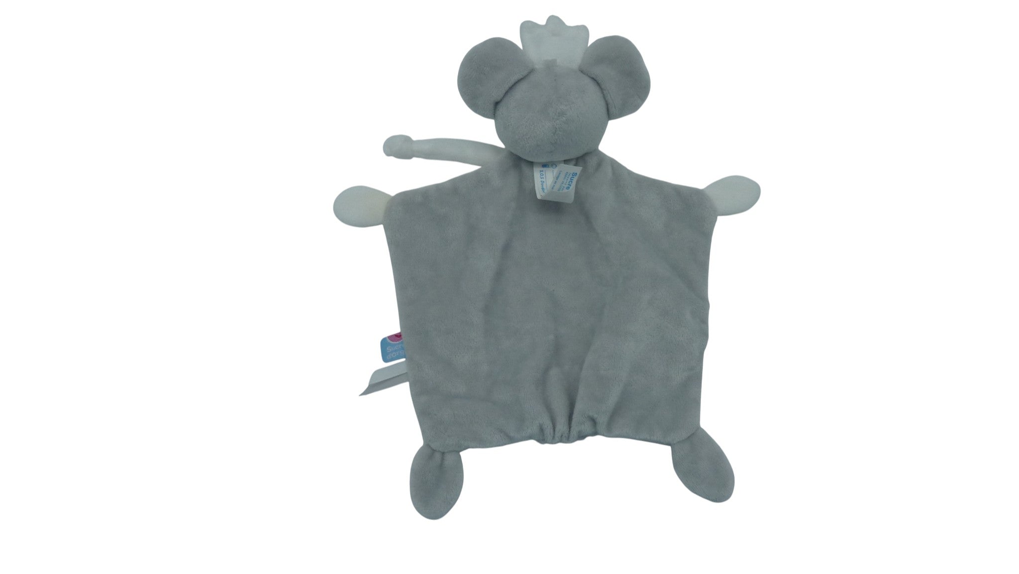 Doudou souris plat gris blanc - Sucre d'Orge